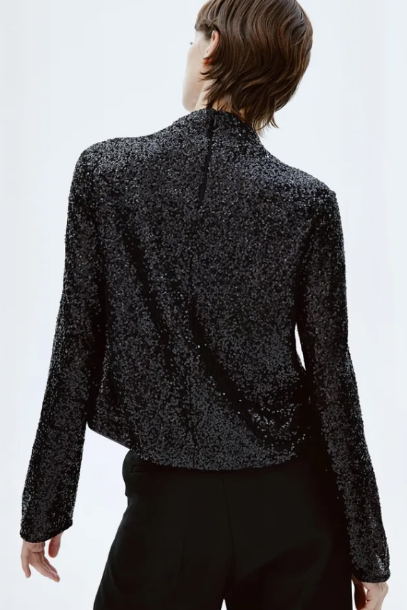 H&M - SEQUINED TURTLENECK TOP