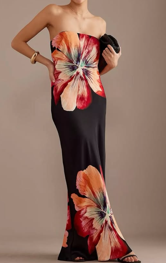 Ego - floral print sleeveless maxi dress in black