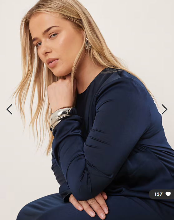 ASOS DESIGN Curve seamed matt satin slip maxi dress in deep navy