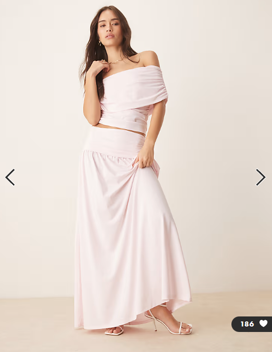 ASOS DESIGN mix & match ruched bardot in pastel pink