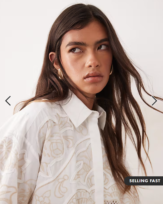 ARRANGE embroidered cutwork oversized shirt in white