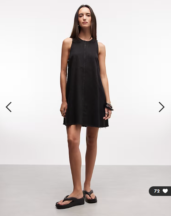 Monki sleeveless a line mini dress with frayed edge in black