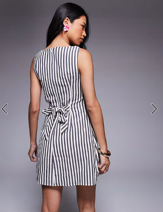 Princess Polly Alfalfa slash neck sleeveless mini dress in grey stripe