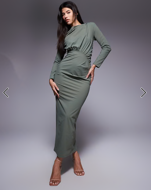 Daska ruched maxi dress in olive
