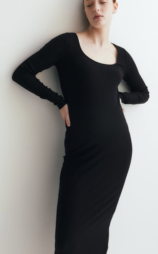 H&M MAMA RIBBED SCOOP-NECK DRESS