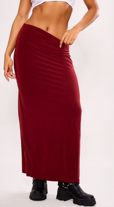 Red Column Maxi Skirt