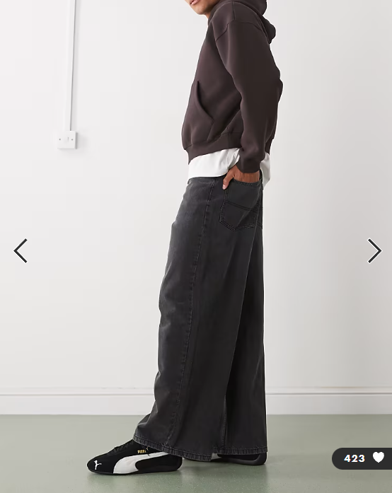 COLLUSION X003 wide leg mid rise jean in washed black