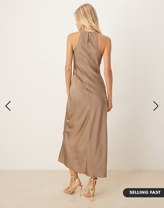 Vila - racer satin midi dress in fossil