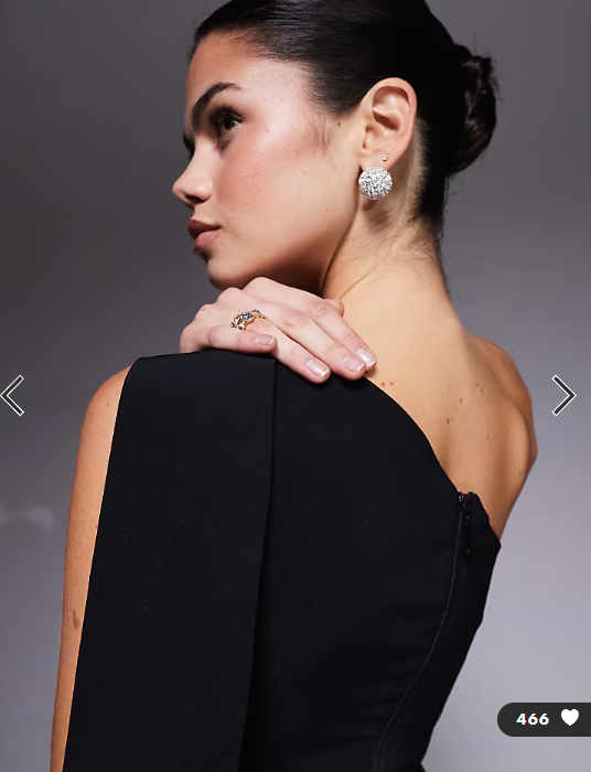 Vesper bengaline one shoulder drape detail side split maxi dress in black