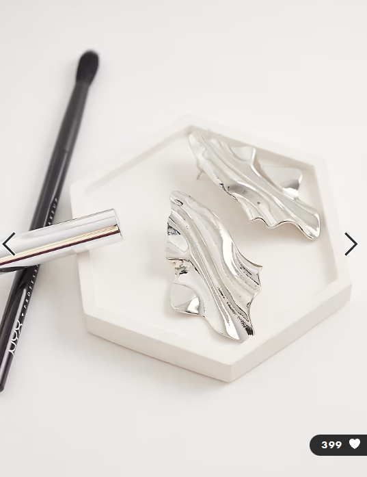ASOS DESIGN earrings in natural shape in silver tone