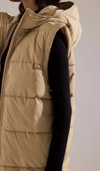 Removable Sleeves Long Padded Jacket - dark beige