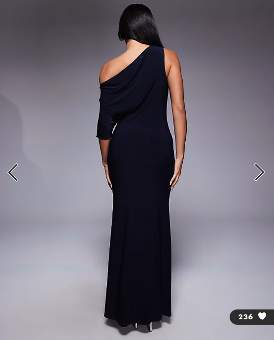 ASOS DESIGN draped cape one shoulder maxi dress in navy