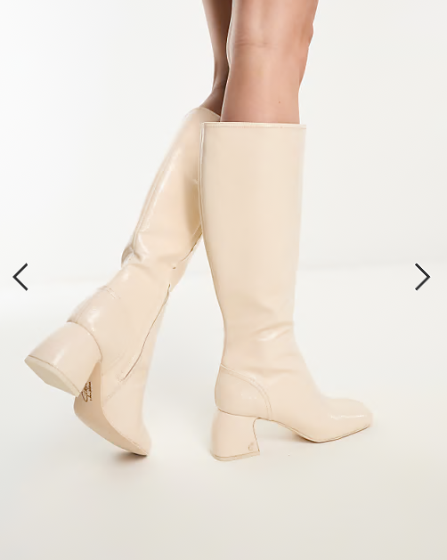 Circus NY knee boots in vanilla bean crinkle patent