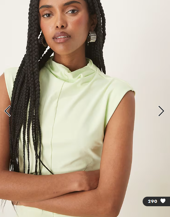 ASOS DESIGN high neck soft touch midi dress with ruching in mint