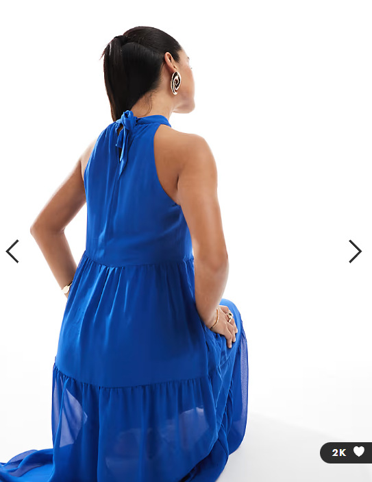 ONLY halterneck tiered maxi dress in bright blue
