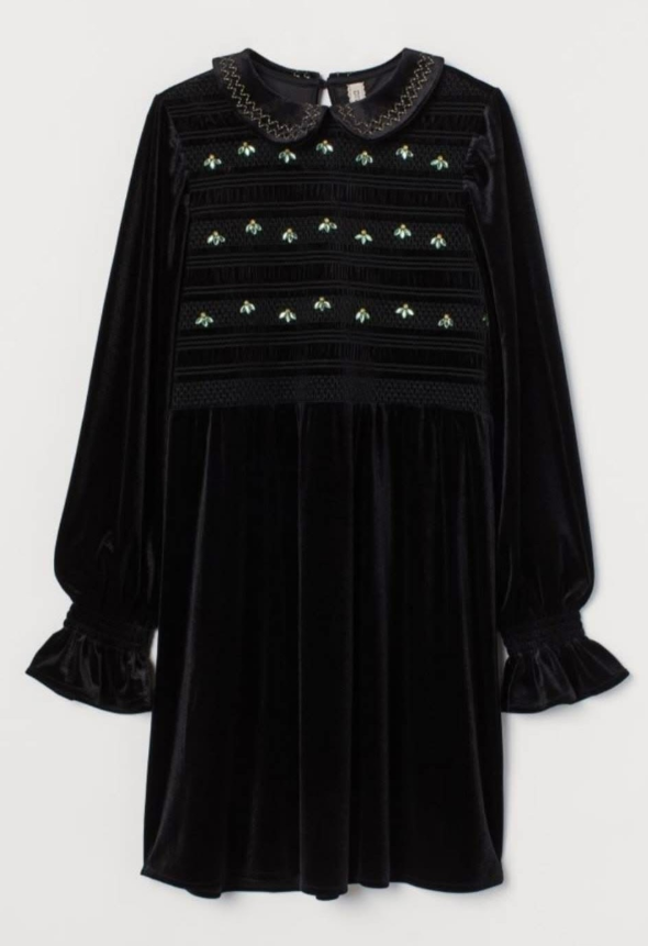 H&M -Velvet Stone Diamante collar dress