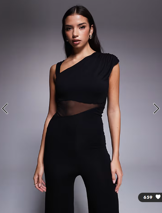 ASOS DESIGN cut out mesh panelled jumpsuit in black
