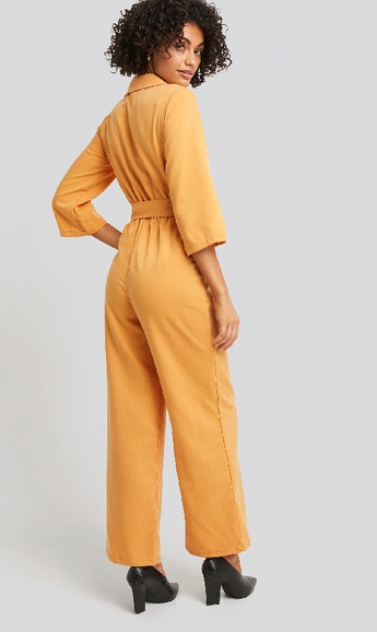 Wide Leg Buttoned Jumpsuit