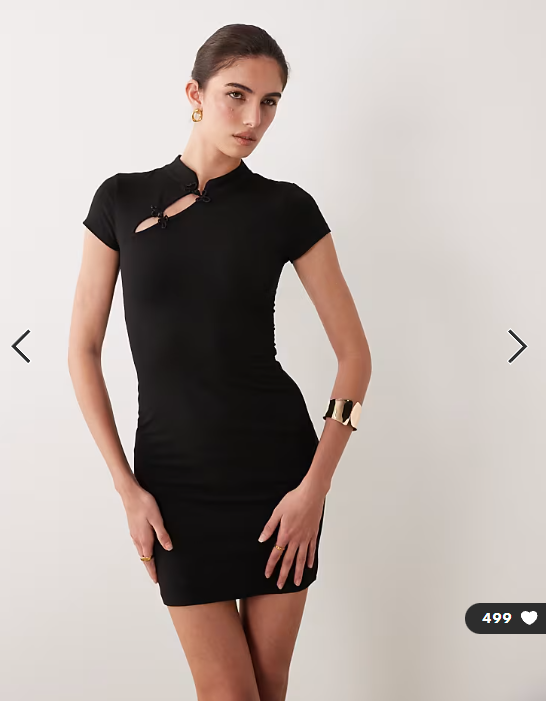 ASOS DESIGN mandarin collar cap sleeve with split detail mini dress in black