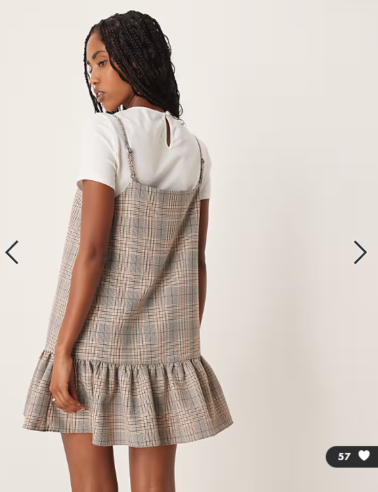 ASOS DESIGN hybrid cami mini dress with contrast t-shirt in neutral check