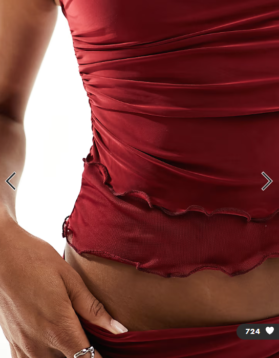 Reclaimed Vintage ruched top co-ord in burgundy