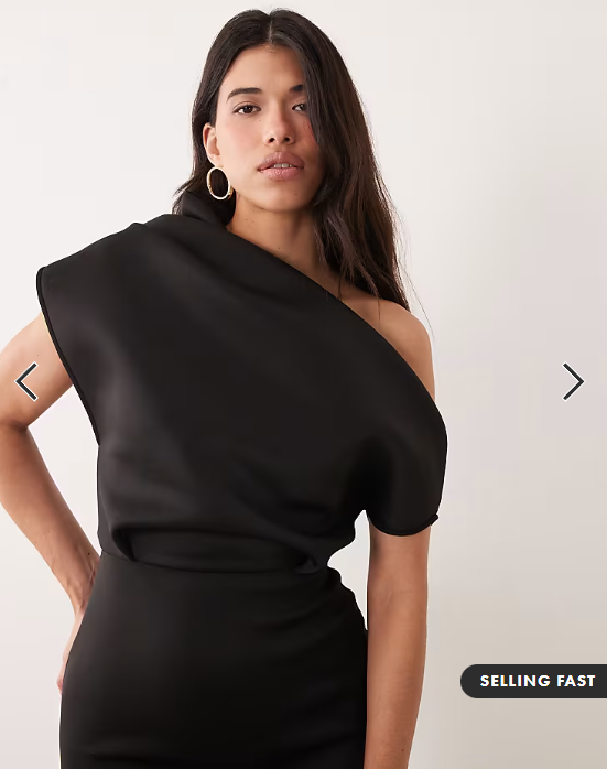 ASOS DESIGN dramatic neckline midi dress in black scuba-style fabric