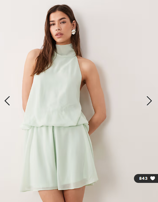 ASOS DESIGN halter neck mini dress in sage