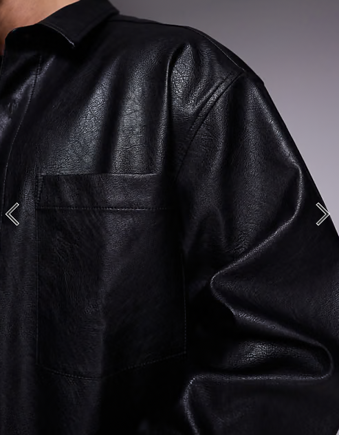 ASOS DESIGN boxy oversized faux leather shirt in black
