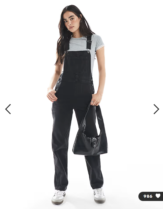 ASOS DESIGN denim dungaree in washed black