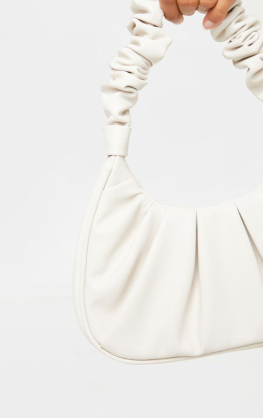 Plt - Cream Rouched Handle Shoulder Bag