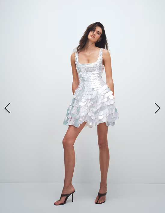 ASOS DESIGN bridal large disc sequin square neck mini dress