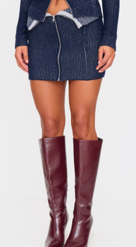 Plt - Indigo Two Tone Foldover Micro Mini Skirt