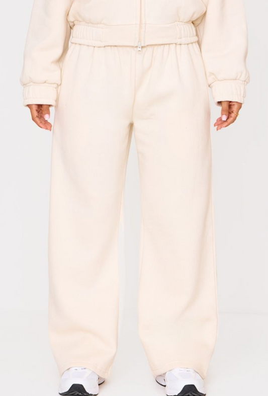 Petite Ecru Wide Leg Joggers