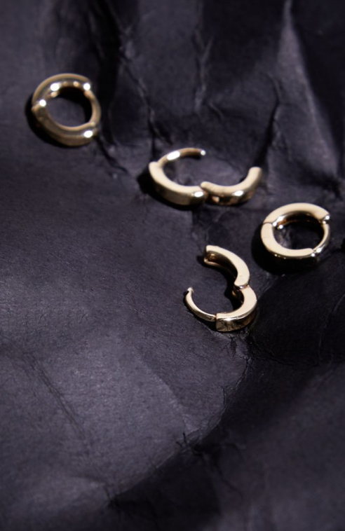 Real Gold  Plated Dainty Huggie 2 Pack Hoop Earrings