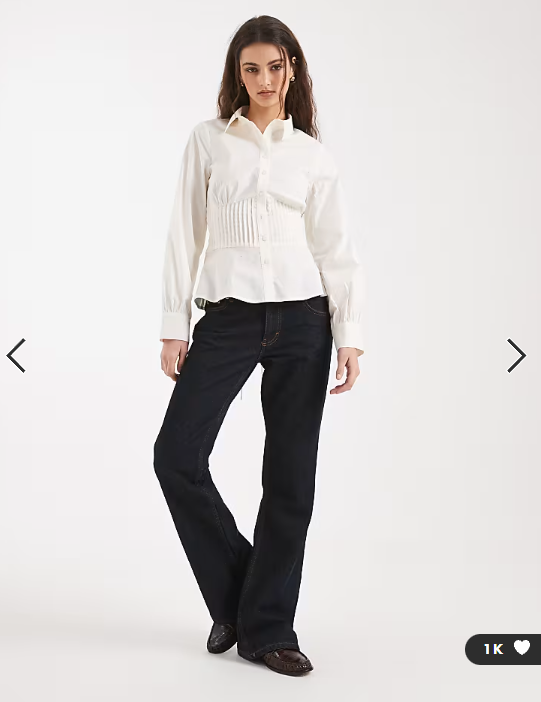 Miss Selfridge pleat detail fitted shirt in white
