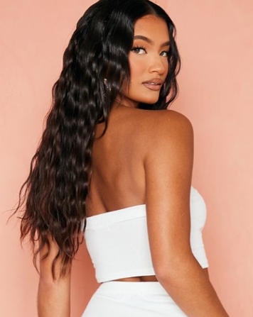 Cream Crinkle Rib Strapless Bandeau Top