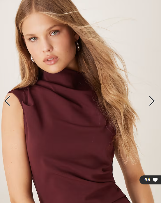 Mango ruched detail high neck sleeveless midi dress in dark red