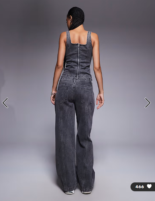 Liquor N Poker baggy fit jeans co-ord with buckle detail in washed black