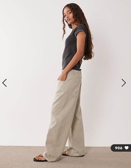 ASOS DESIGN Petite low rise baggy jean in neutral