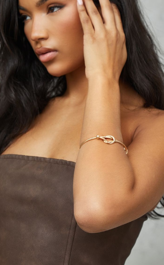 Gold Double Knot Bangle