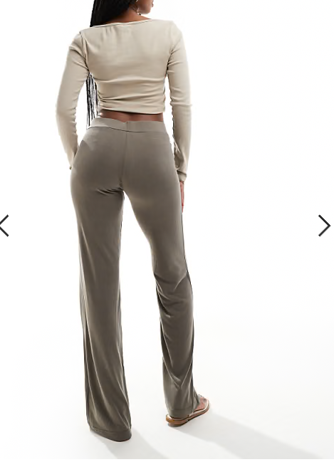 Monki super soft low waist wide leg jersey trousers in khaki