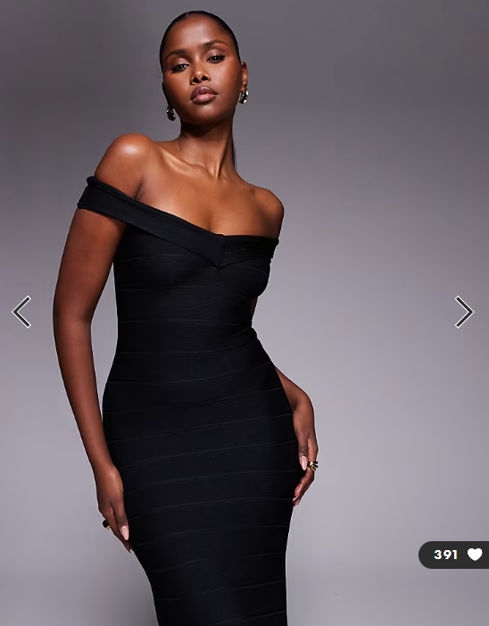 Kaiia exclusive bardot bandage side split maxi dress in black