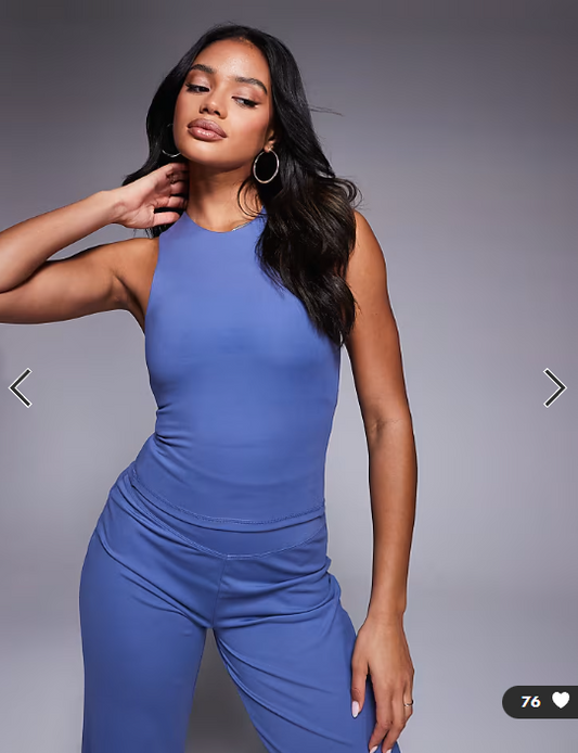 4505 Icon soft touch high neck tank with inner bra in china blue