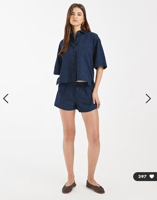 ASOS DESIGN denim boxy shirt co-ord in inky wash