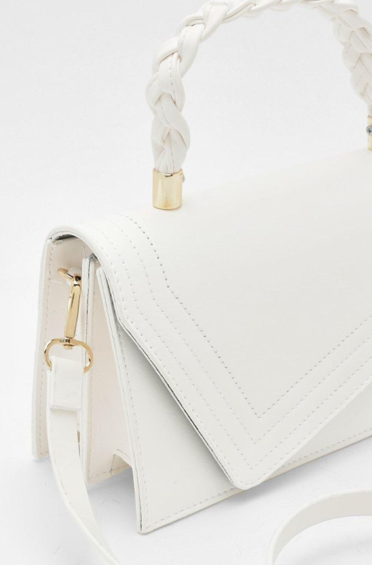 Boohoo Plait Handle Structured Cross Body Bag - white