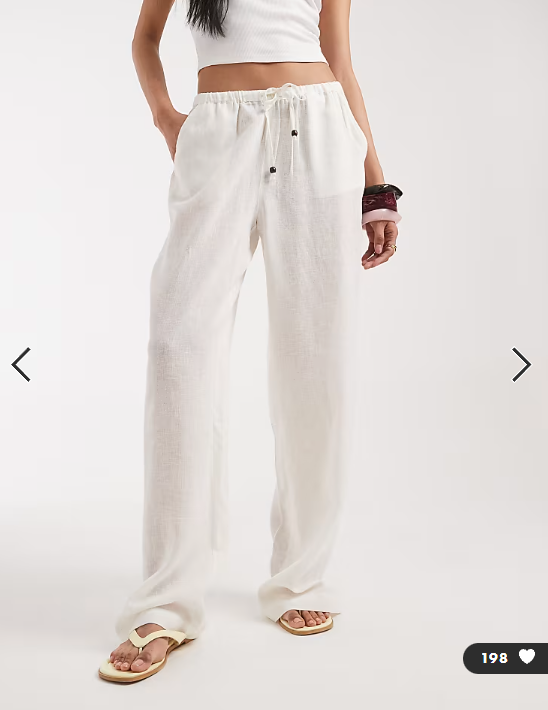 ONLY Tall linen blend wide leg trouser in white