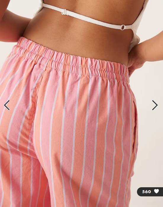 ASOS DESIGN deckchair stripe pull on trousers in pink