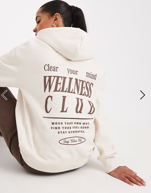 Cotton On plush graphic hoodie in coconut milk