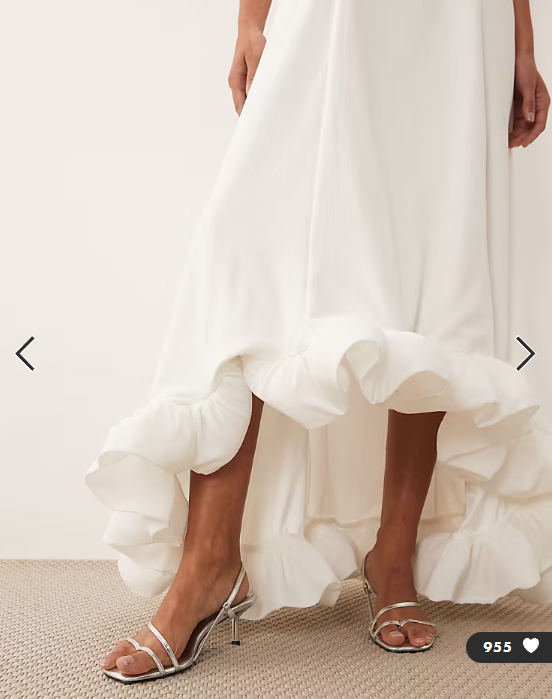 YAS cami maxi dress with exaggerated buble hem in gardenia white