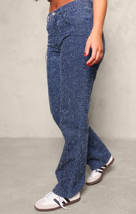 Out of stock Prettylittlething Indigo Bobble Denim High Waist Wide Leg Jean
